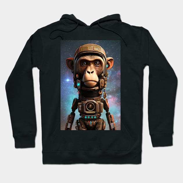 Galactic Guardian | The Cyperpunk Ape Warrior Hoodie by MrDoze